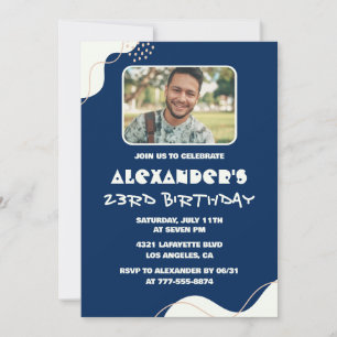 Photo 23rd birthday invitations Men Simple navy