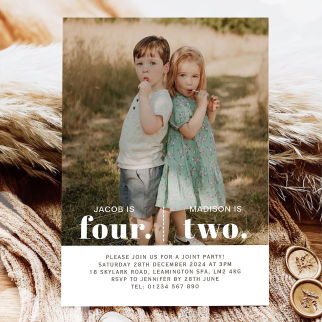Photo 2nd and 4th Joint Birthday Invitation (Creator Uploaded)