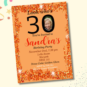 Photo 30th Birthday Thirty years old peach Invitation