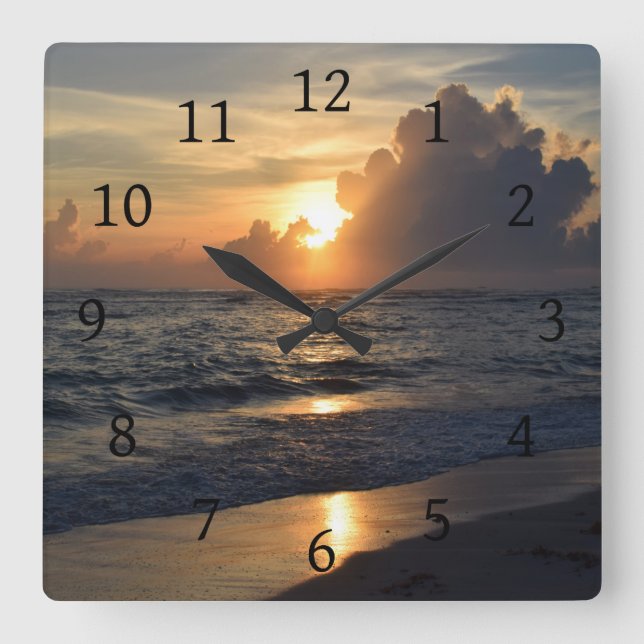 Photo 35 Ocean Sunset Square Wall Clock (Front)