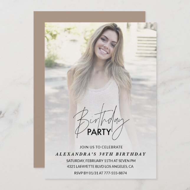 Photo 38th birthday invitation Birthday Party (Front/Back)