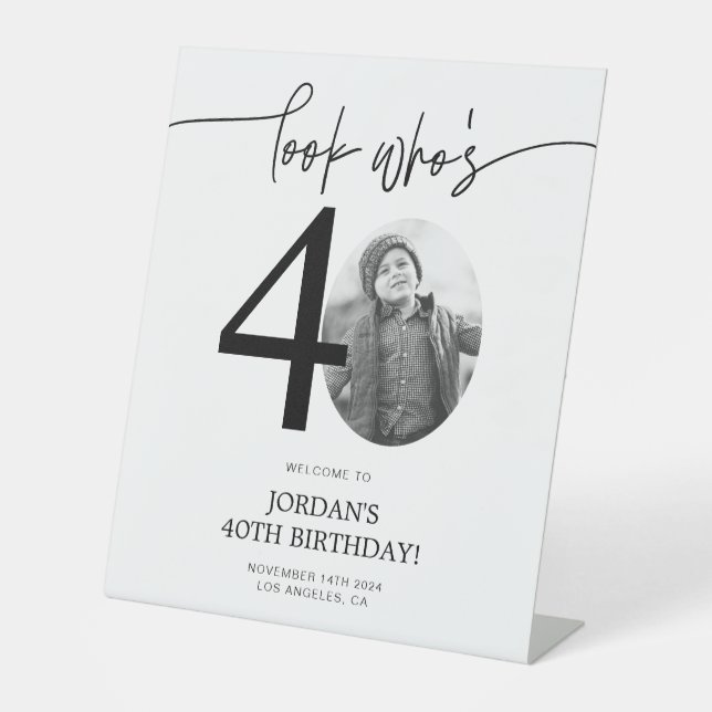 Photo 40th Birthday Welcome Sign | Look Who's 40 (Front)