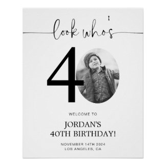 Photo 40th Birthday Welcome Sign | Look Who's 40