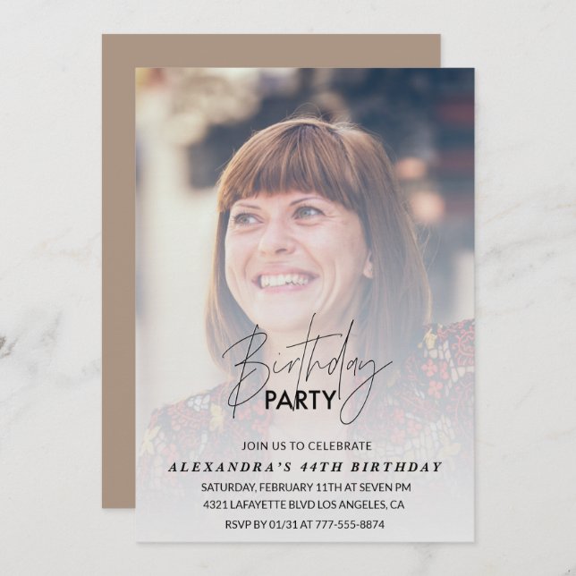 Photo 44th birthday invitation Birthday Party (Front/Back)