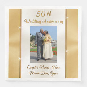 Photo 50th Wedding Anniversary Dinner Napkins