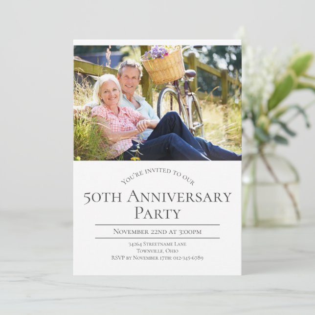 Photo 50th Wedding Anniversary Invitation (Standing Front)