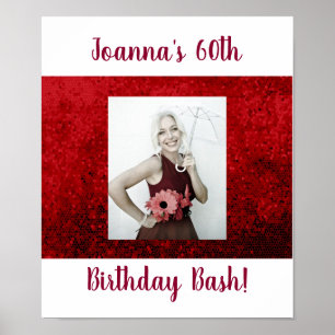 Photo 60th birthday custom party celebration red poster