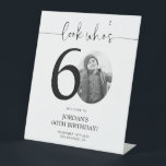 Photo 60th Birthday Welcome Sign | Look Who's 60<br><div class="desc">Welcome guests to your 60th birthday celebration with this stunning editable welcome sign. Featuring a sleek, customizable layout, this template allows you to easily add your own photo and personalize the text, making it a perfect addition to your milestone 60th birthday decor. Ideal for entryways or as a party focal...</div>