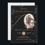 Photo 70th Birthday Party Invitation<br><div class="desc">Photo 70th Birthday Party Invitation. A delicate and feminine floral and botanical themed 70th birthday party invitation. It features beautiful flowers surrounding the photo of the birthday person all with a hint of vintage classiness! The designer is always ready to help, contact her if you need help with this design...</div>
