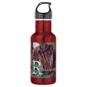 Photo 80th birthday add name date modern green tre 532 ml water bottle