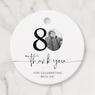 Photo 80th Birthday Thank You Favour Tags