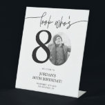 Photo 80th Birthday Welcome Sign | Look Who's 80<br><div class="desc">Welcome guests to your 80th birthday celebration with this stunning editable welcome sign. Featuring a sleek, customizable layout, this template allows you to easily add your own photo and personalize the text, making it a perfect addition to your milestone 80th birthday decor. Ideal for entryways or as a party focal...</div>