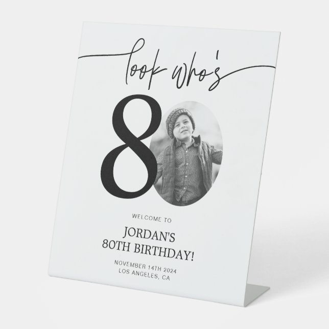 Photo 80th Birthday Welcome Sign | Look Who's 80 (Front)