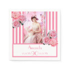 Photo 90th birthday pink white stripes floral