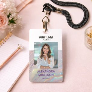 Photo Abstract Gold Marble Branding ID Badge