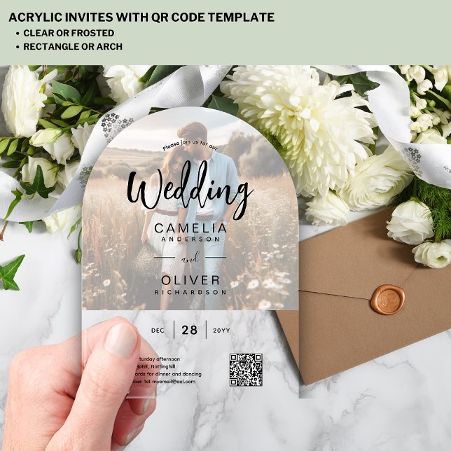 PHOTO ACRYLIC WEDDING QR Code RSVP OVERLAY Acrylic Invitations (Creator Uploaded)