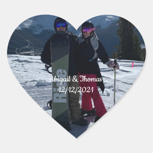 Photo Add Your Own Photo Wedding Engagement Couple Heart Sticker (Front)