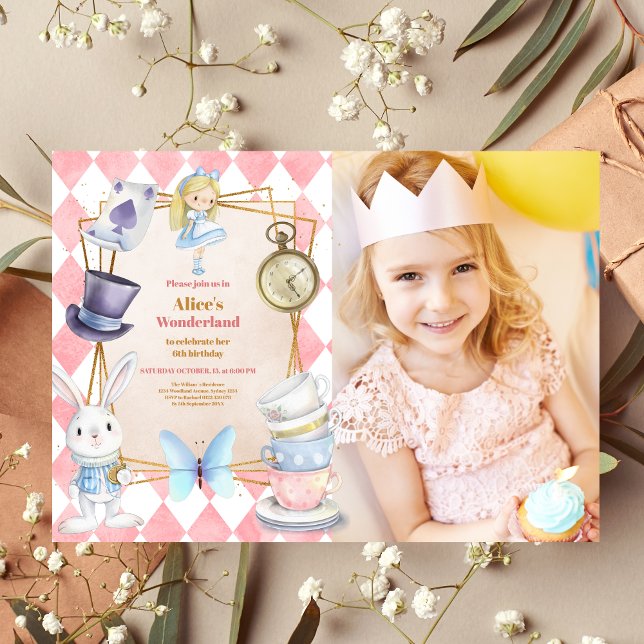 Photo Alice in Wonderland  Birthday  Invitation (Creator Uploaded)