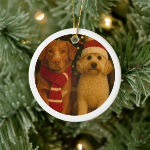 Photo and Custom Text Personalized Ceramic Tree Decoration