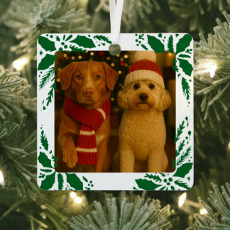 Photo and Custom Text Personalized Holly Metal Tree Decoration