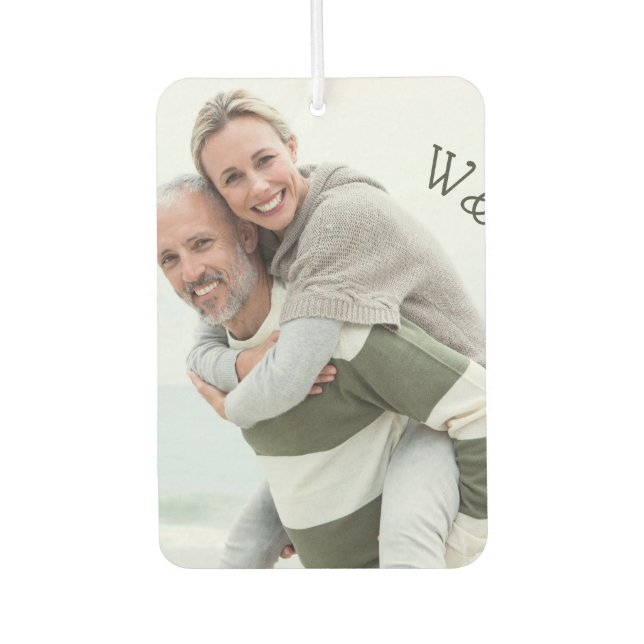 Photo and Initials Personalised Heart Shape Car Air Freshener (Front)