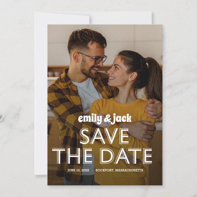 Photo and  Modern Bold Typography Save The Date (Front)