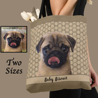 Photo and Name Custom Pet Portrait for Dog Lovers Tote Bag
