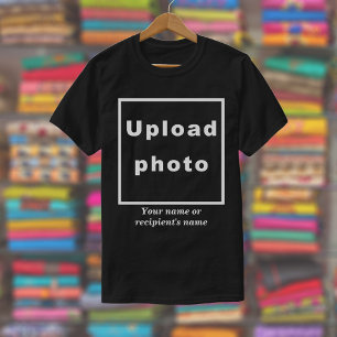 Photo and Name on Black and Other Dark Colour T-Shirt