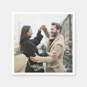 Photo and Names with Wedding Date Napkin