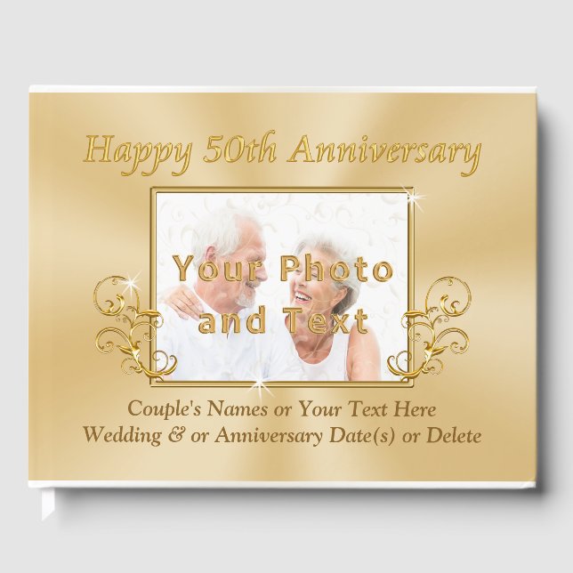 Photo and Personalised 50th Anniversary Guest Book (Front)