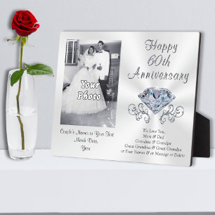 Photo and Personalised 60th Anniversary Gift Ideas Plaque