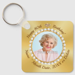 PHOTO and Personalised 80th Birthday Party Favours Key Ring