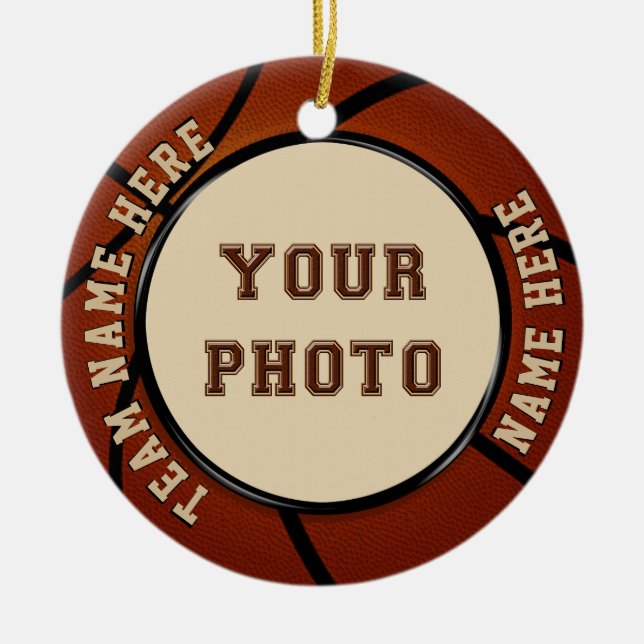 Photo and Personalised Basketball Ornament (Front)