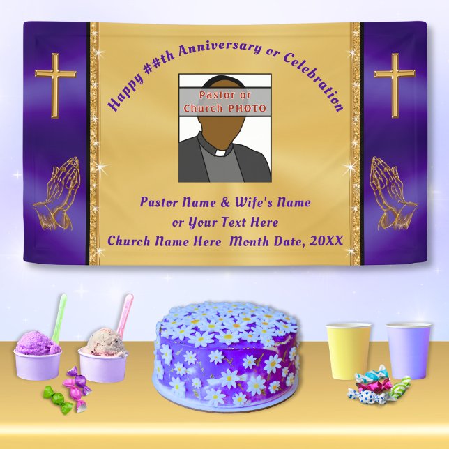 Photo and Personalised Church Anniversary Banner (Church Anniversary Banner. Pastor Appreciation Banner. Personalized, Church Banners. Party. )