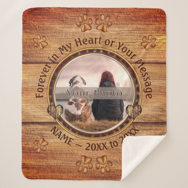 Photo and Personalised, Dog Memorial Blanket (Front)