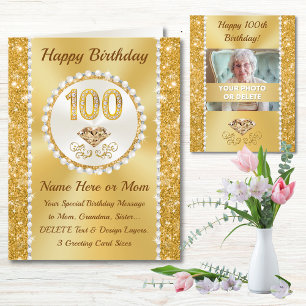 Photo and Personalised, Happy 100th Birthday Card