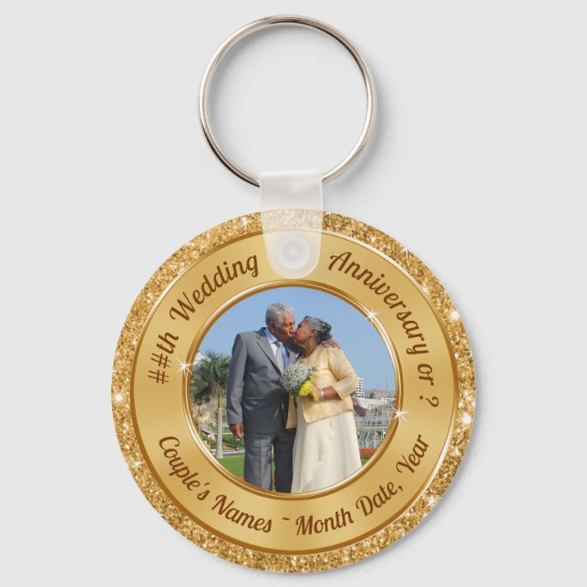 Photo and Personalized 50th Anniversary Favors Key Ring (Front)