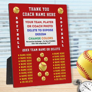 Photo and Personalized, Softball Coach Plaques 
