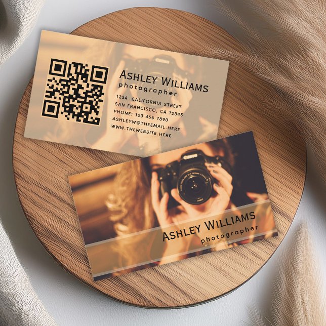 Photo and QR Code Photographer Business Card (Creator Uploaded)