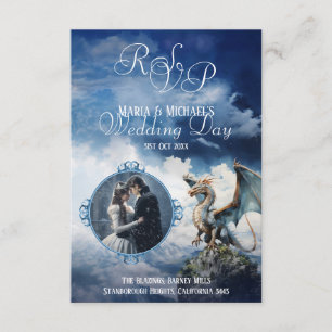 Photo and QR Code RSVP Celtic Dragon Enclosure Card