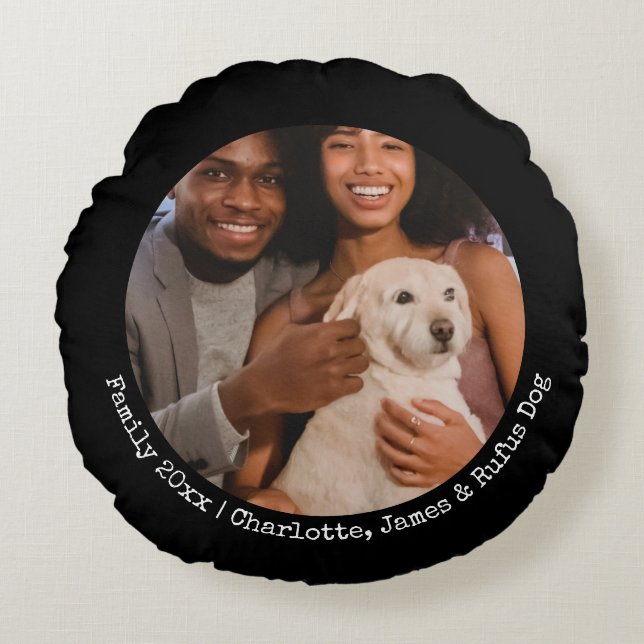 Photo and Text Custom Personalised Round Cushion (Front)