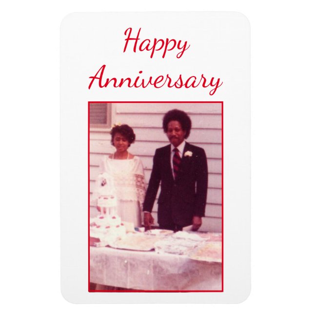 Photo Anniversary red and white Magnet (Vertical)