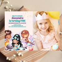 Photo Aqua Green Gold Little Mermaid Birthday