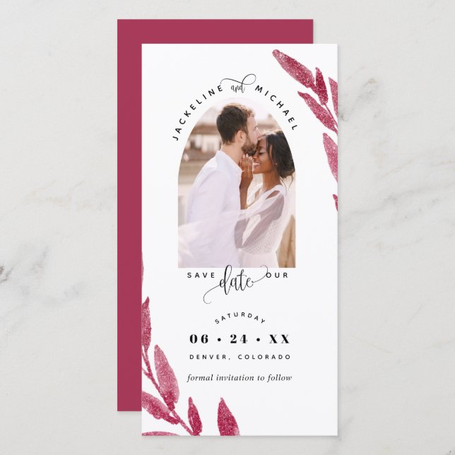 Photo Arch, Berry Wedding Save The Date Bookmark (Front/Back)