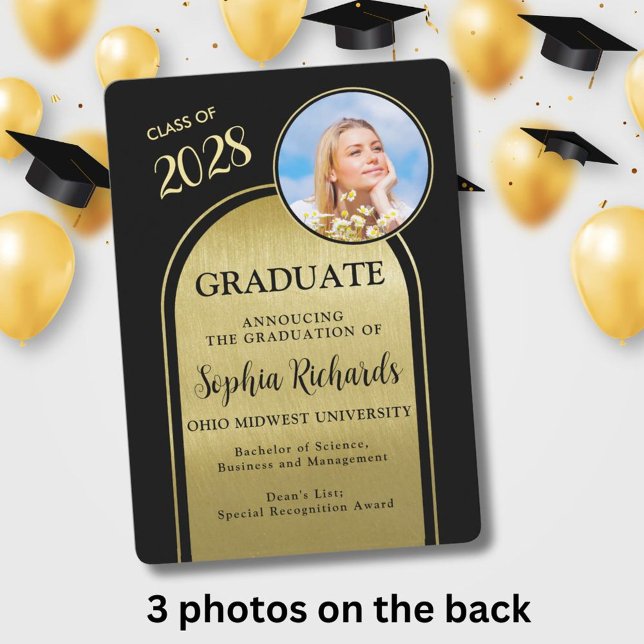 Photo Arch Black Gold Graduation Announcement (Creator Uploaded)