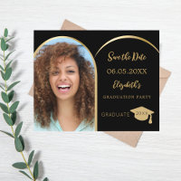 Photo arch black gold Graduation Save the Date
