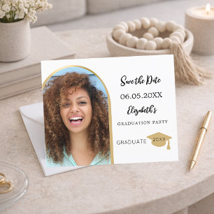 Photo arch gold Graduation Party Save the Date Flyer