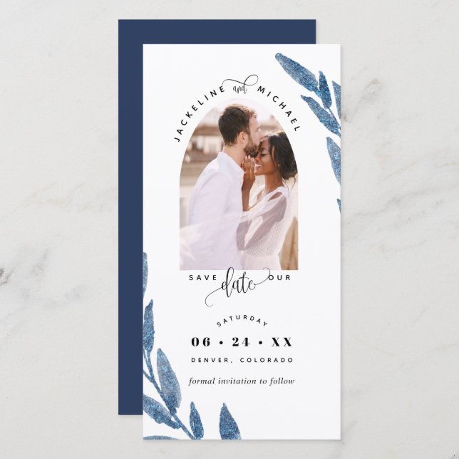 Photo Arch, Navy Wedding Save The Date Bookmark (Front/Back)