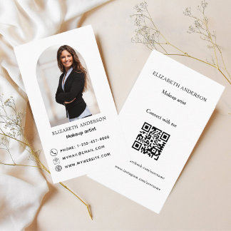Photo arch Qr code social media white black Business Card
