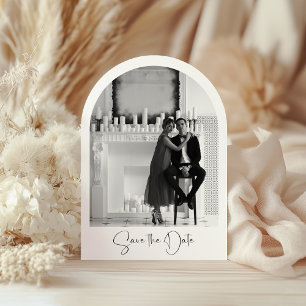 Photo Arch Save The Date Modern Script Wedding Invitation